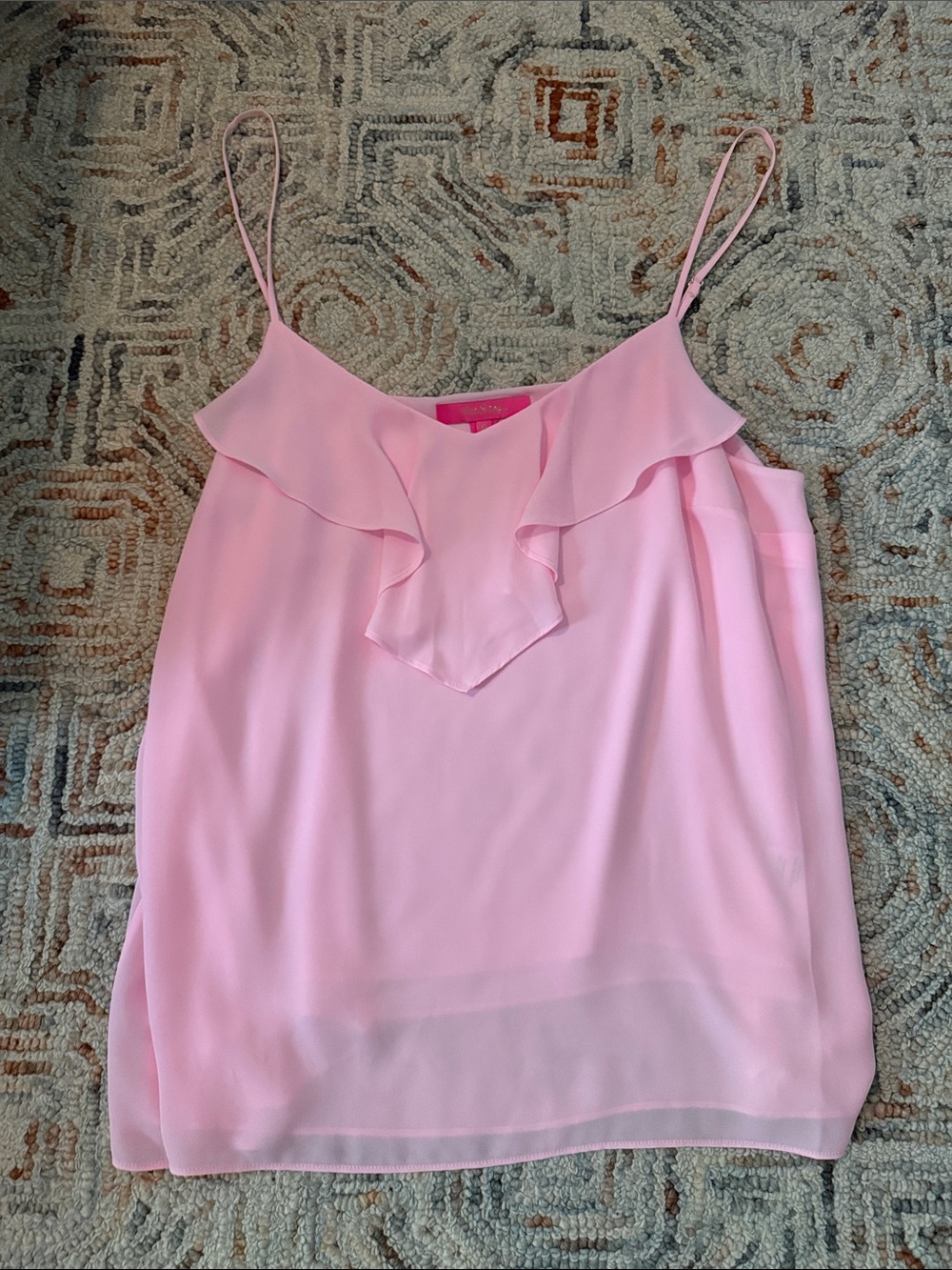 Lilly Pulitzer Light Pink Ruffle V-Neck Spaghetti Strap Camisole